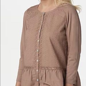 Lori Goldstein LOGO Lavish 1X Swiss Dot button top